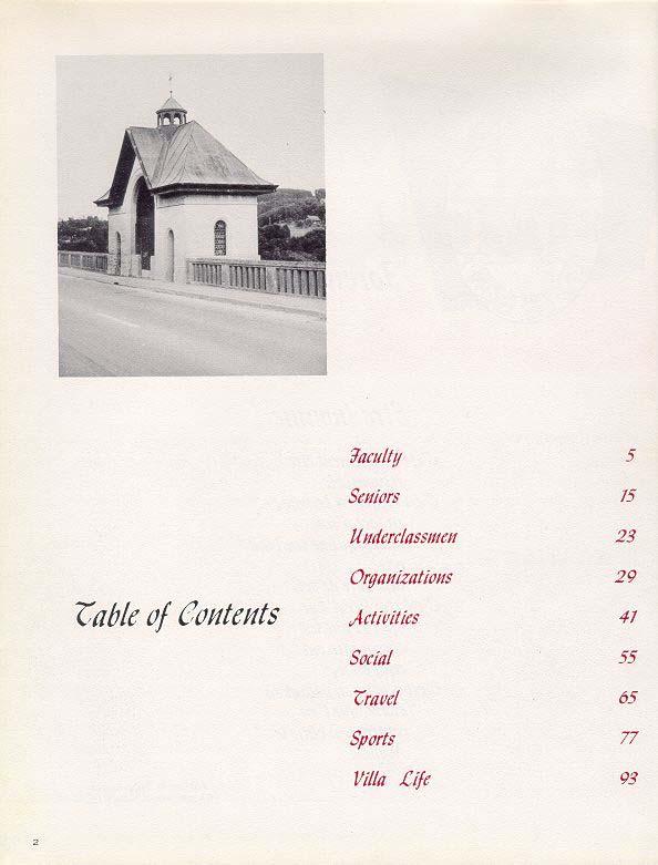 TOC  for  Villa Saint Jean International School  1970 Yearbook Le Chamois